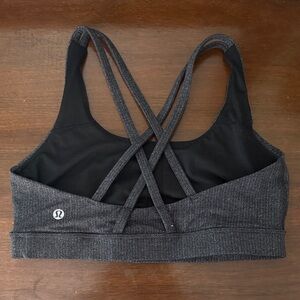 lululemon athletica Black Heather Strappy Sports Bra size 8